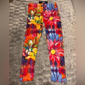 Colorful Floral Women's Leggings, Lily by Firmiana